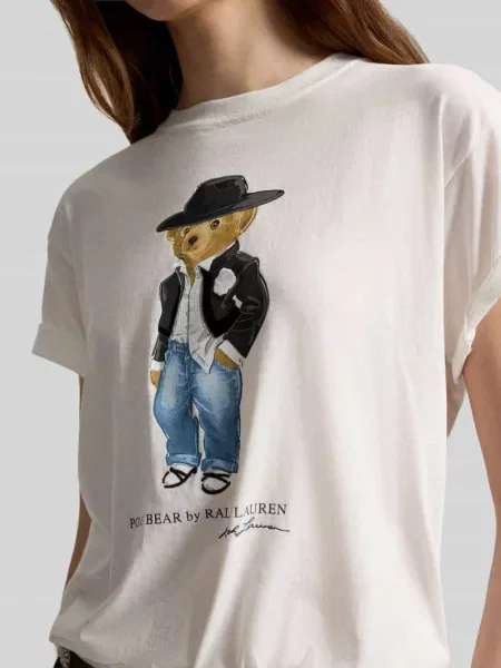 T-shirt z nadrukiem niedźwiedzia Polo Ralph Lauren biała