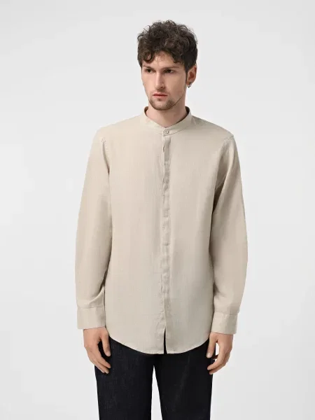 Лляна Сорочка Armani Exchange бежевий