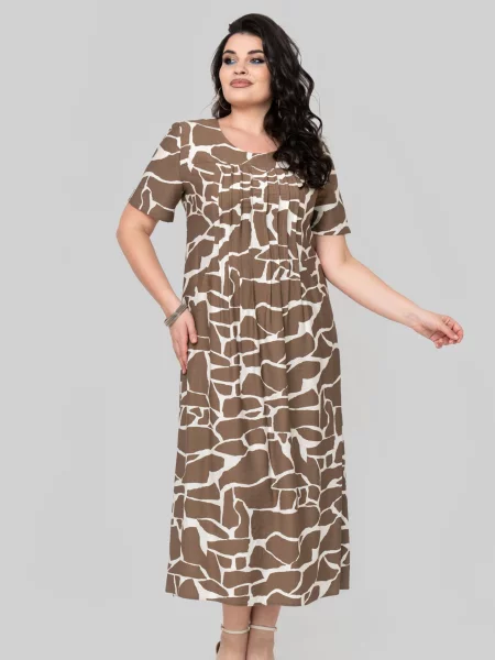 Лляна Сукня міді All Posa бежевий