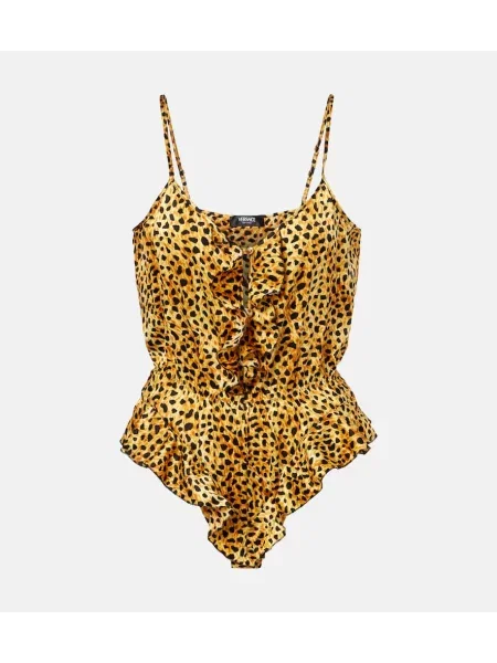 Body Versace din satin cu imagine cu model leopard