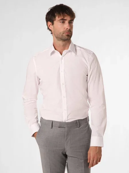 Finshley & Harding Koszula łatwa w prasowaniu Mężczyźni Slim Fit jednolity kołnierzyk kent 40 biały