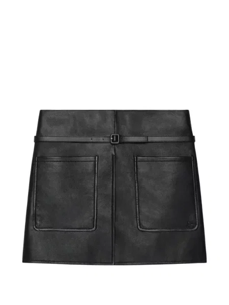Cu centură fustă din piele Courreges negru