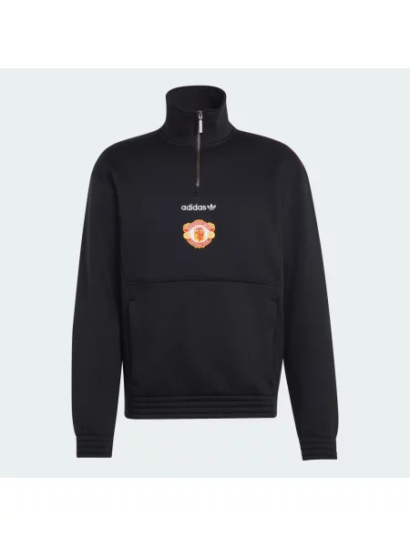 Bluza Manchester United EQT z suwakiem do połowy długości czarna