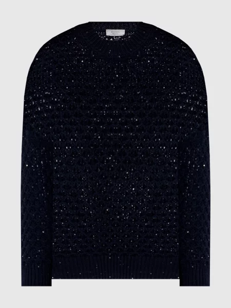 Светр з вовни з паєтками Peserico синій