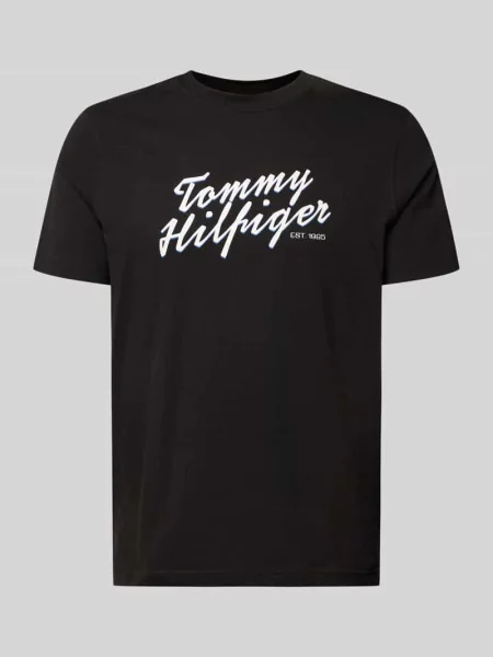 T-shirt o kroju regular fit z czystej bawełny Tommy Hilfiger czarna