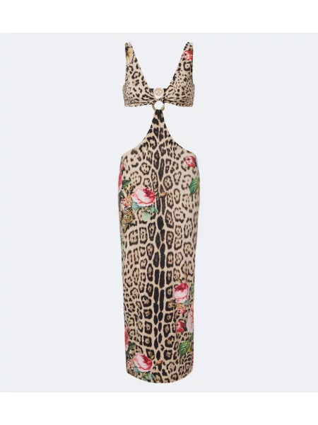 Rochie midi Roberto Cavalli cu imagine cu model leopard