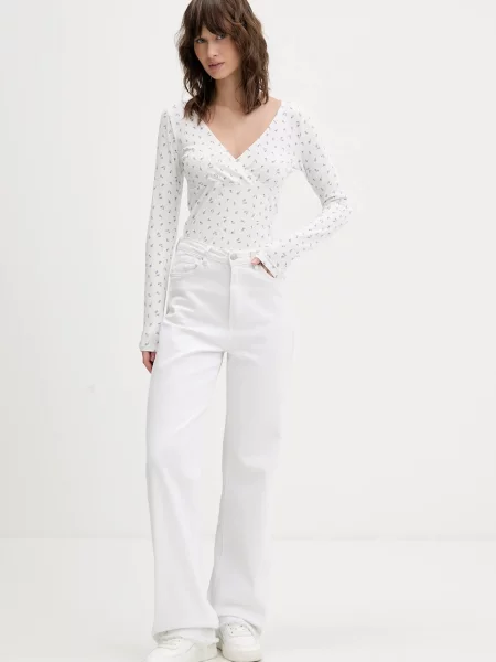Hollister Co. Majica z dolgimi rokavi bela