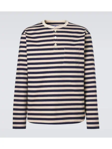 Tricou Junya Watanabe cu dungi din jerseu albastru