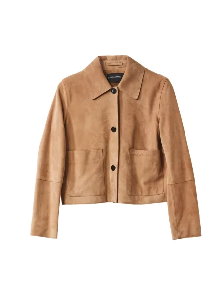 Kurtka skórzana Karl Lagerfeld beżowa