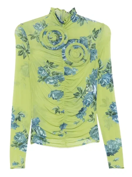 Top Magda Butrym cu model floral cu imagine verde