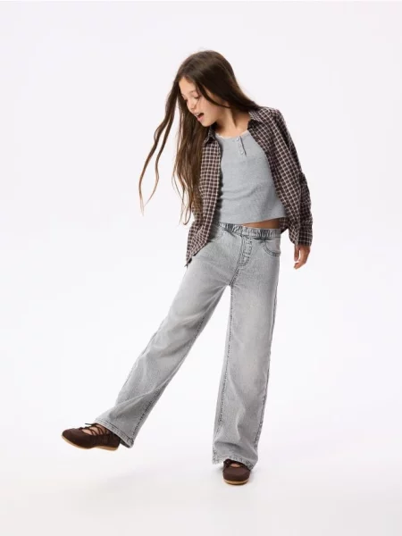 Reserved Blugi wide leg deschis gri