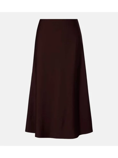 Fustă midi Brunello Cucinelli de lână până la genunchi bordo