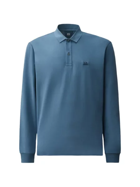 Lung tricou polo C.p. Company cu autograf albastru