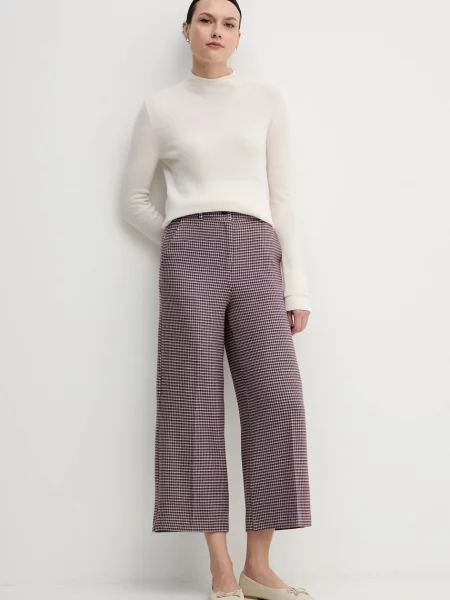 United Colors of Benetton spodnie fason culottes high waist fioletowe