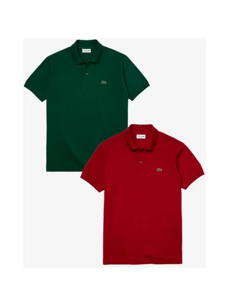 Polo Lacoste Classic Fit krótki rękaw zielony 2 sztuki XS czerwony