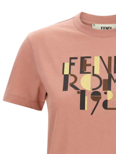 Tricou Fendi cu broderie roz