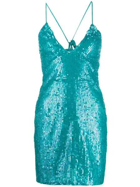 Rochie mini P.a.r.o.s.h. cu paiete de costum albastru