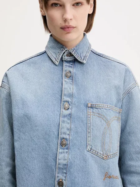 Джинсова сорочка Fiorucci Open Back Embroidered Denim regular класичний комір