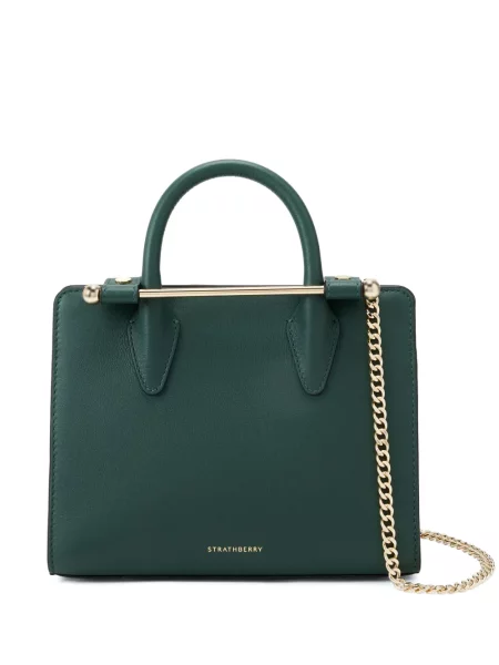 Geantă shopper Strathberry din piele verde