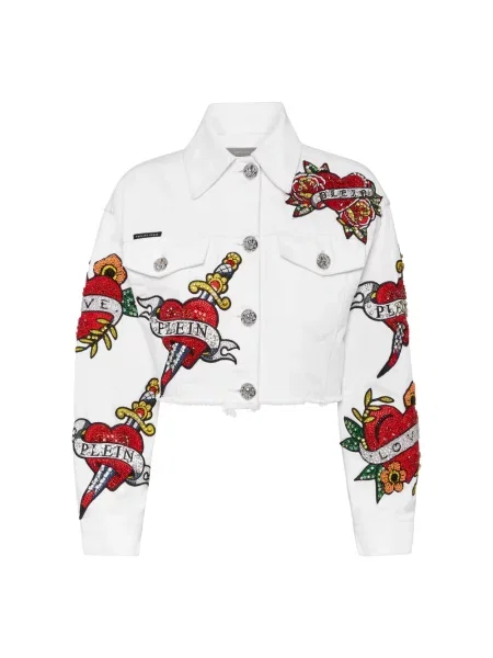 Kurtka Philipp Plein z kryształkami biała
