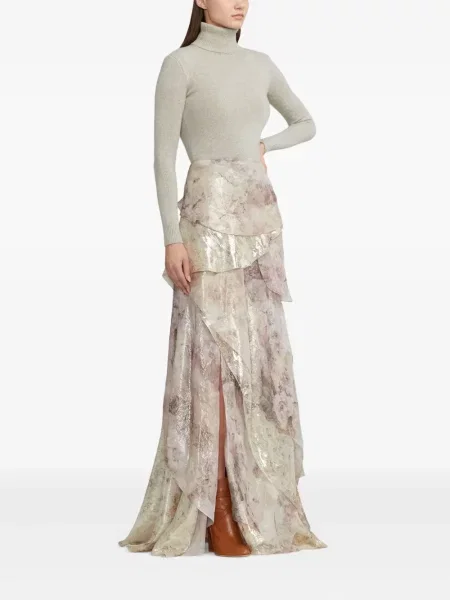 Fustă Ralph Lauren Collection cu model floral cu volane