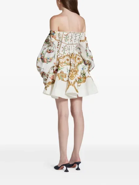 Rochie Camilla cu model floral cu imagine de costum alb