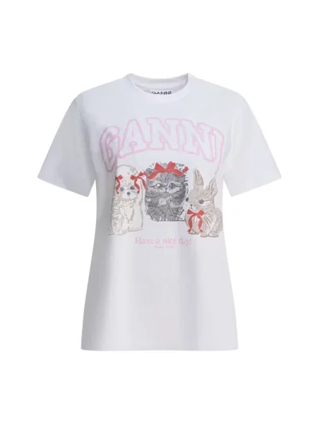 Koszulka Ganni z nadrukiem biała