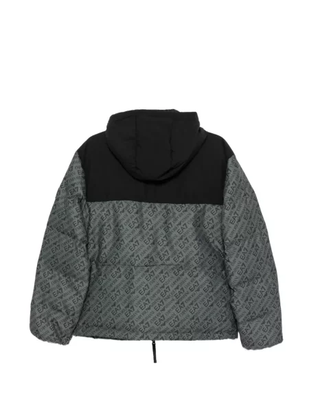 Geacă Ea7 Emporio Armani cu glugă cu imagine gri