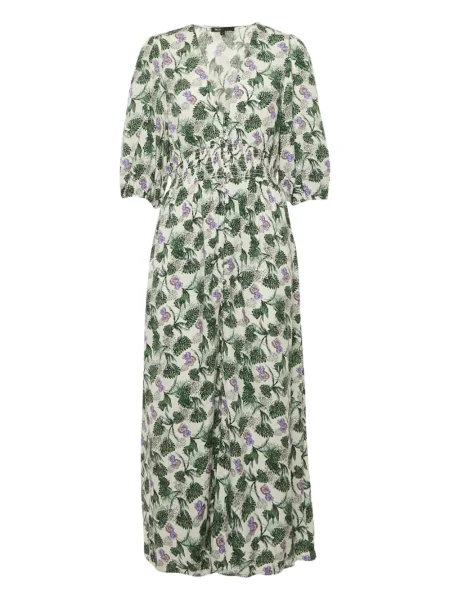 Rochie midi Maje cu model floral cu imagine până la genunchi alb