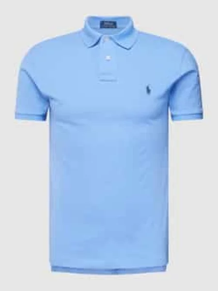 Lniana koszulka polo Polo Ralph Lauren niebieska