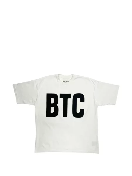Scurt tricou Satoshi Nakamoto cu imagine alb