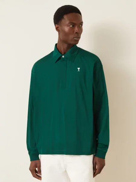 Ami Paris Jerseyové Polo Tričko tmavě zelená