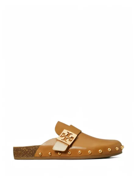 Кожени мюли Tory Burch с шипове кафяво
