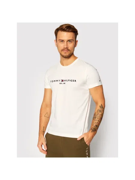 Tommy Hilfiger Majica Core Logo Tee Regular Fit bela