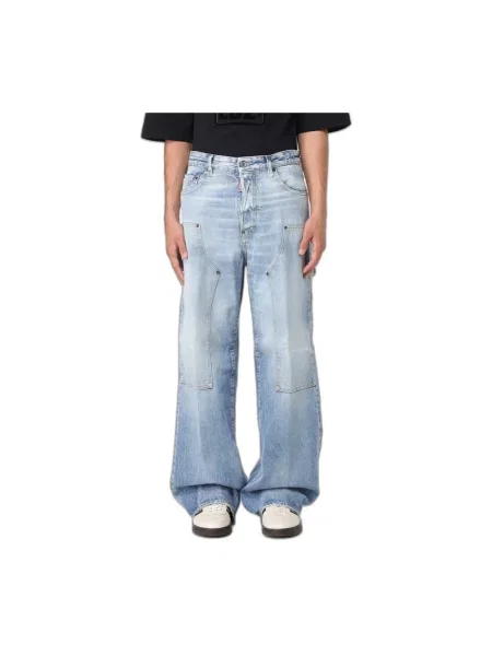 Szerokie jeansy Dsquared2 niebieskie