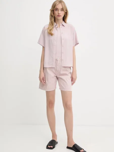 Джинсові шорти Samsoe Samsoe SASHELLY однотонні висока посадка рожевий