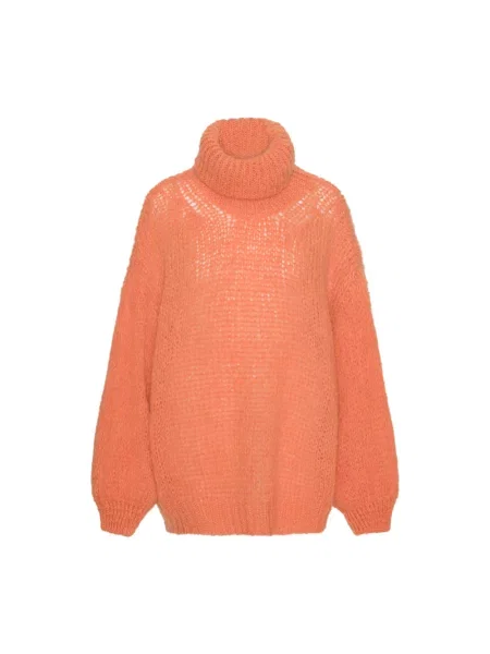 Sweter z golfem Americandreams wełniany pomarańczowy