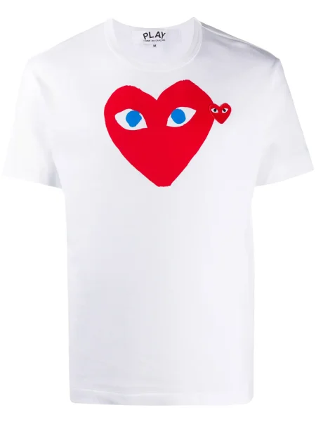 Tricou Comme Des Garcons Play cu motiv cu inimi alb