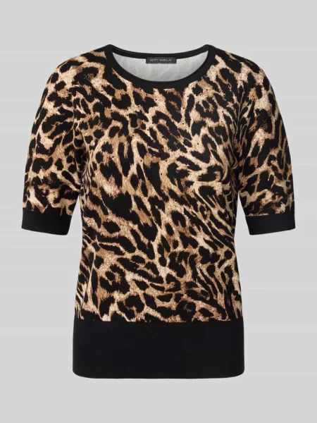Sweter z dzianiny z prążkowanymi wykończeniami Betty Barclay czarny