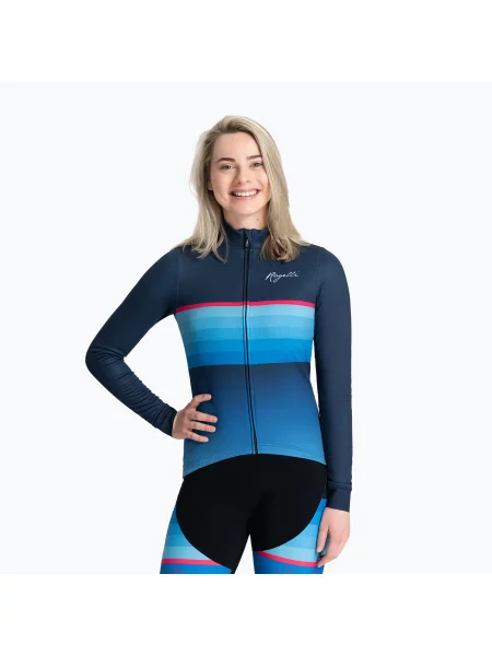 Дамски колоездачен суитшърт с дълъг ръкав Rogelli Impress II blue / pink синьо