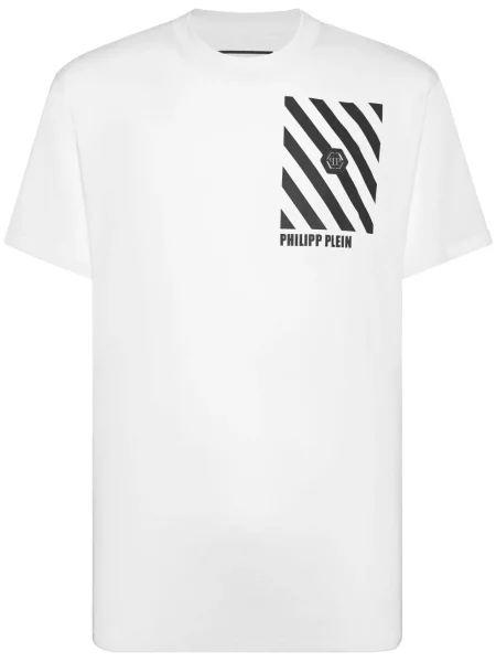 Tricou Philipp Plein cu dungi alb