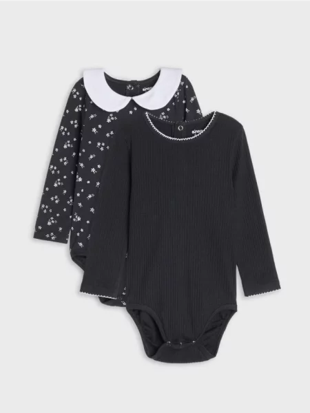 Sinsay body s květinovým motivem 2 pack černá