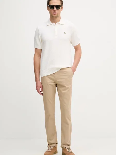 Lacoste pantaloni regular pentru bărbați din cu bej