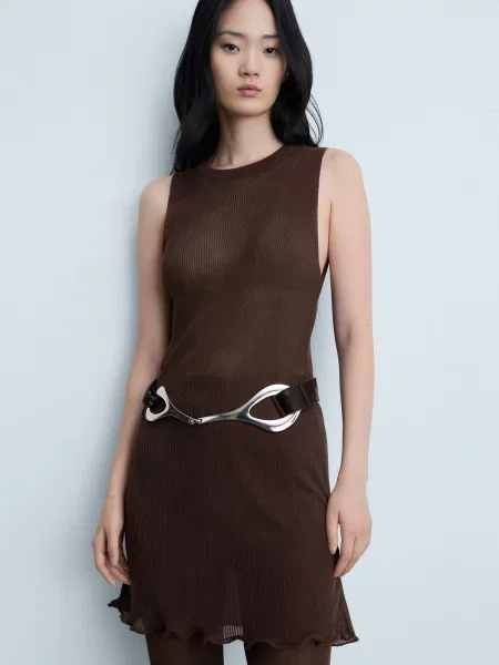 Платье мини Mango коричневое