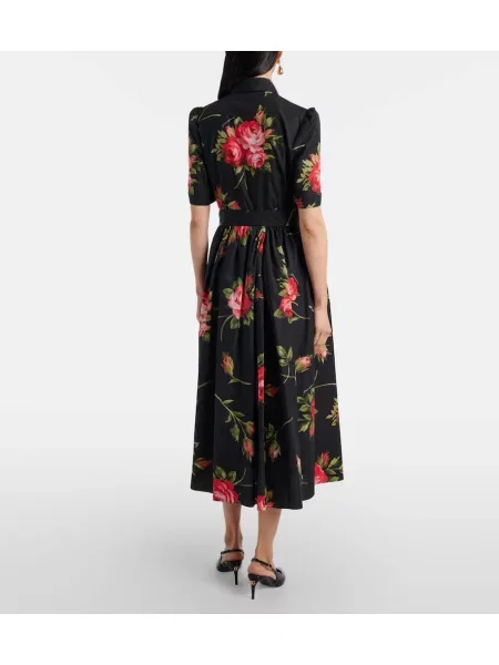 Kvetinové oblekové košeľové šaty Dolce&gabbana po kolená čierna