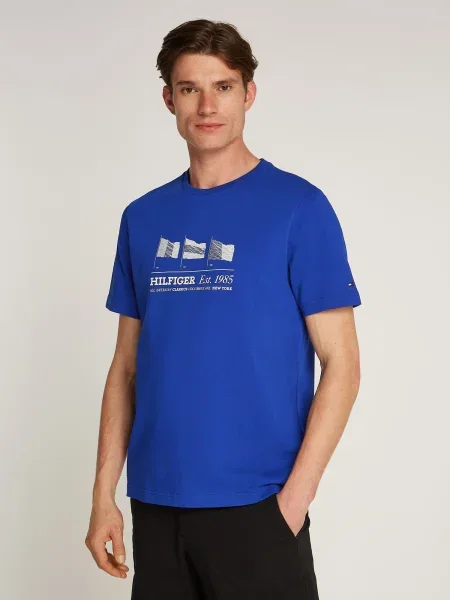 TOMMY HILFIGER Tricou albastru alb