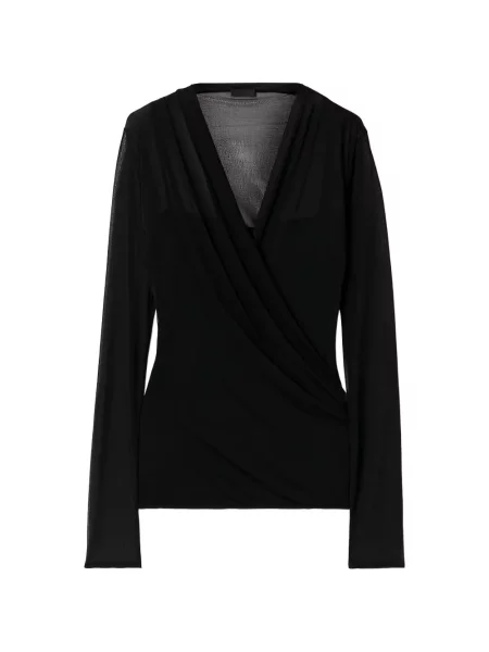 Top Givenchy cu decolteu în V drapat negru