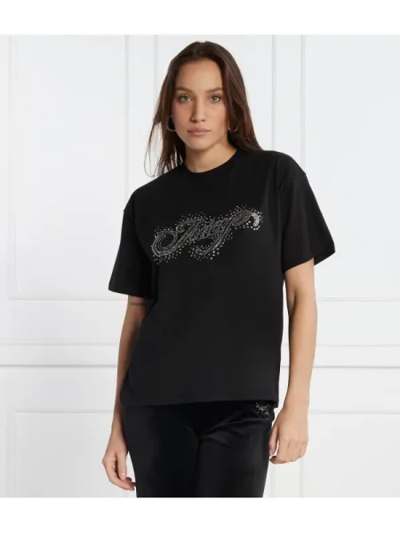 Juicy Couture Tricou BOYFRIEND SCATTER DIAMANTE negru