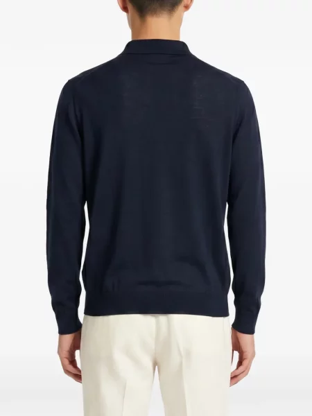 Lung tricou polo Kiton albastru