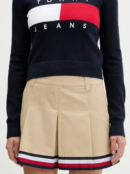 Tommy Jeans fustă evazată din bej